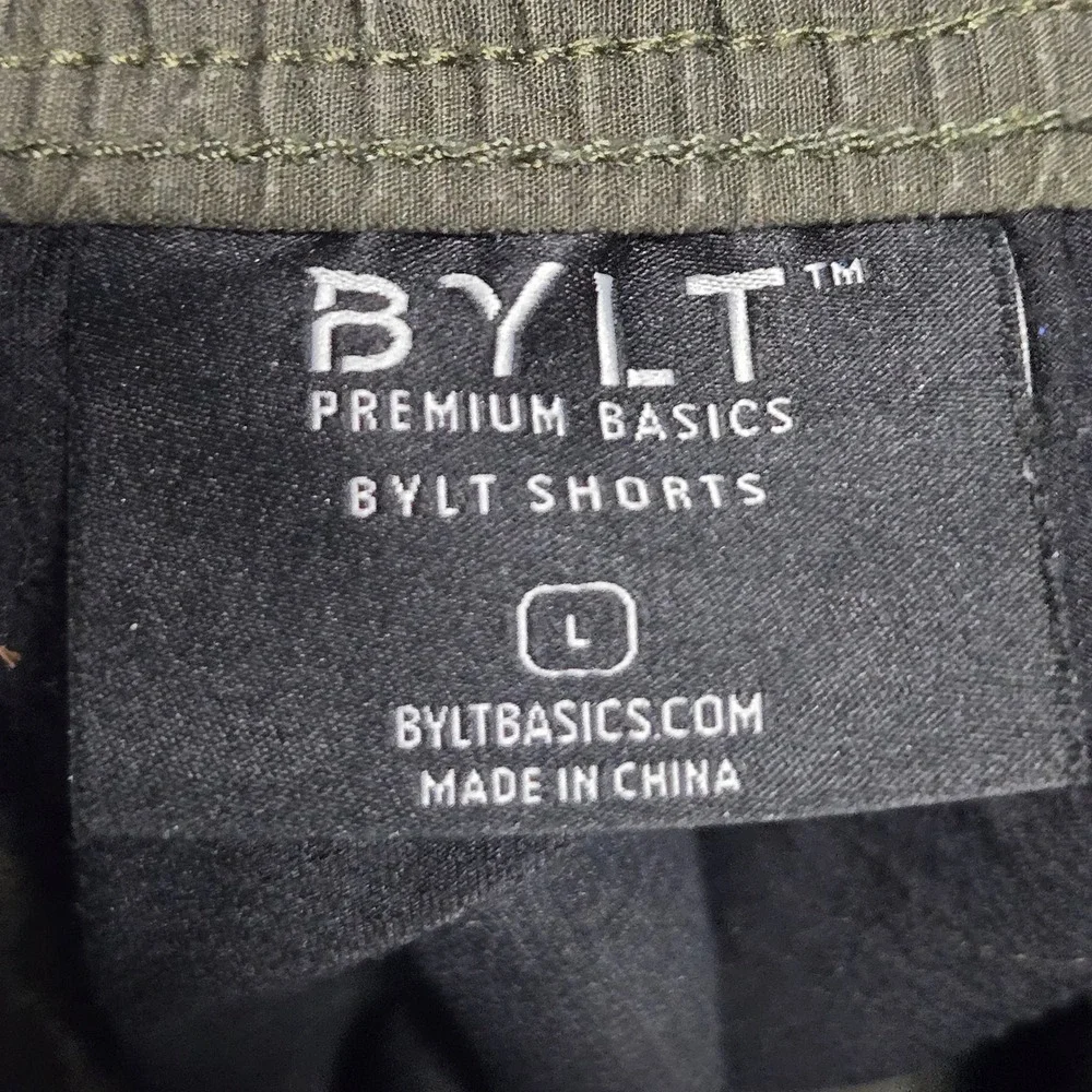 BYLT Premium Basics‎ Mens Cargo Shorts Olive Green Ripstop Stretch Size L 6in